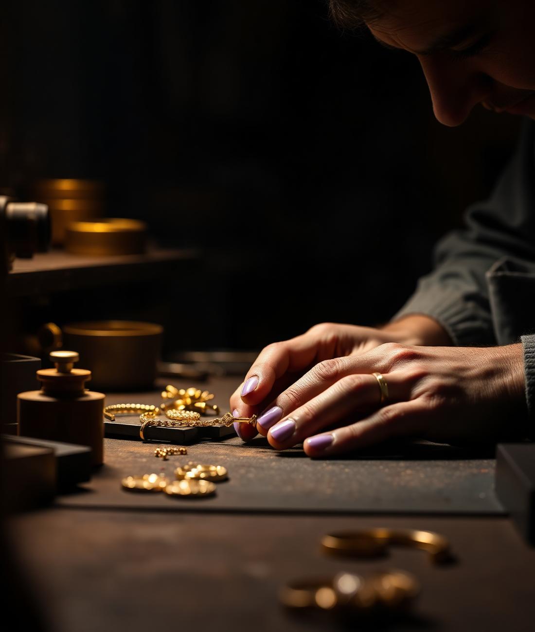 Lavorazione artigianale di una creazione in oro e argento